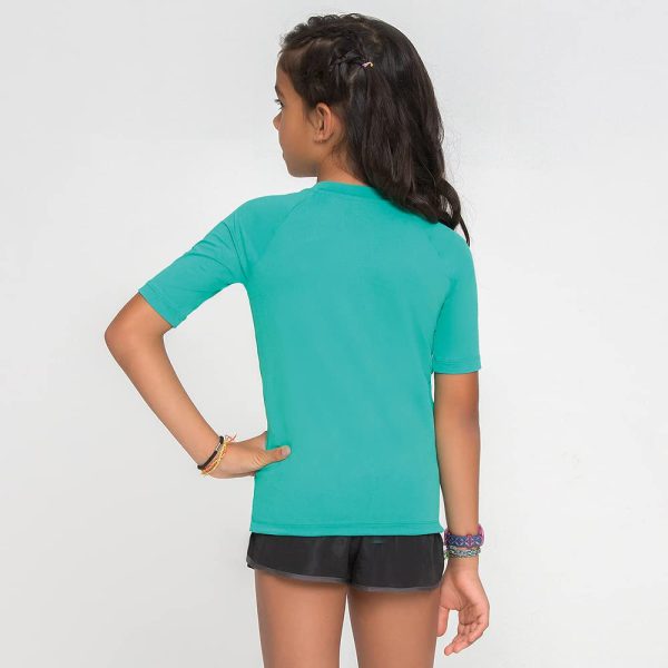 Camiseta UV Pro Infantil Manga Curta com Proteção Solar UV Line Verde Folha