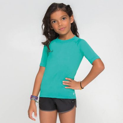 Camiseta UV Pro Infantil Manga Curta com Proteção Solar UV Line Verde Folha