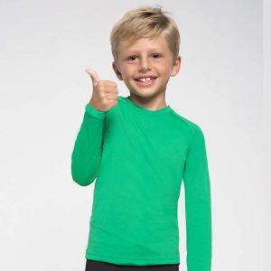 Camiseta UV Pro Infantil Manga Longa com Proteção Solar UV Verde Folha