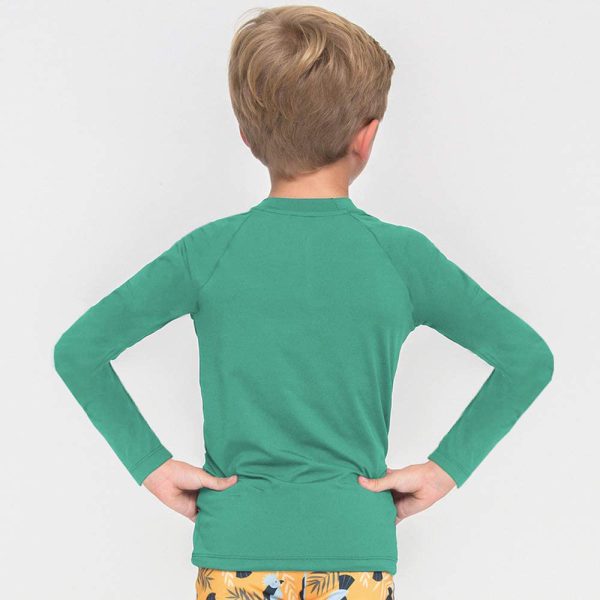 Camiseta UV Pro Infantil Manga Longa com Proteção Solar UV Verde Folha