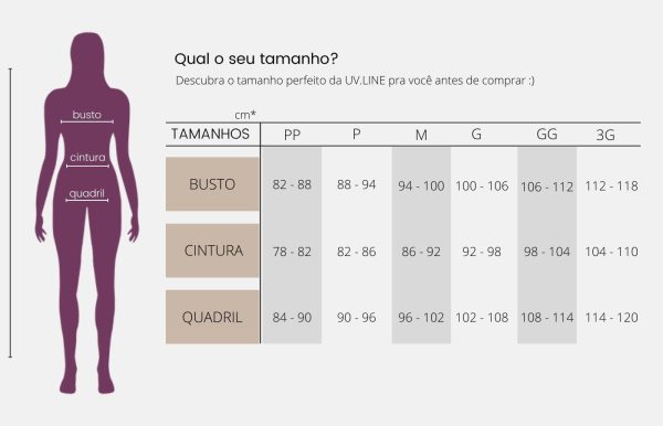 Tabela Camiseta Feminina UV Line