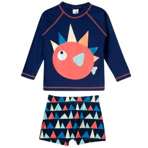 Conjunto Camiseta Manga Longa Com Shorts Bebê com Proteção Solar Tip Top Baiacu