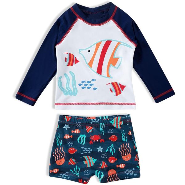 Conjunto Camiseta Manga Longa Com Shorts Bebê com Proteção Solar Tip Top Peixes