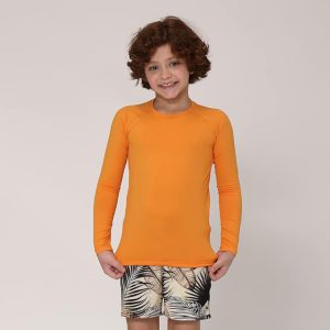 Camiseta UV Pro Infantil Manga Longa com Proteção Solar Térmica UV Line Amarelo Queimado