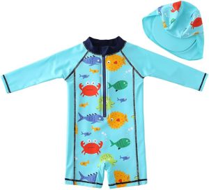 Macacão Bebê UV + Chapéu com Proteção Solar Acqua di Mare Peixinhos