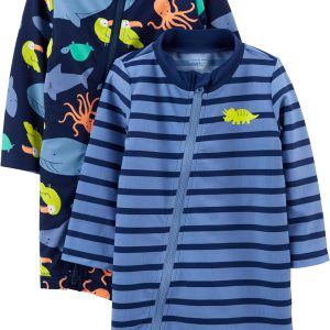 Maiô 1 peça Rashguard com zíper, pacote com 2 Simple Joys by Carter'sMeninos